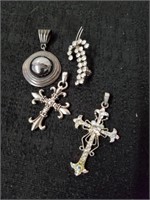 Three cute necklace pendants with one rhinestone