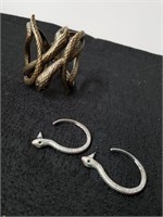 Snake bracelet with pair of snake earrings