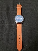 New men's watch with leather band