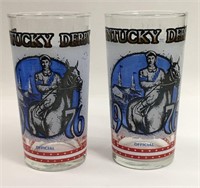 2 Vintage 1976 Kentucky Derby Glasses