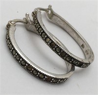 Sterling Silver Earrings W Marcasite Stones