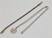 Silver Bracelet & Pendant: 925 Bracelet & ...