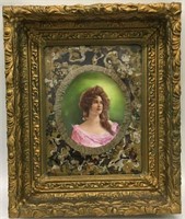 Portrait Plate In Ornate Gilt Shadowbox Frame