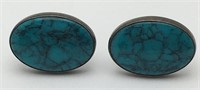 Sterling Silver Blue Stone Cuff Links