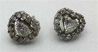 Sterling Silver Clear Stone Heart Earrings