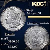 1889-p Morgan Dollar 1 Grades Unc Details