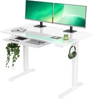 Glass Standing Desk with Drawers, 48×24