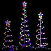 Set of 3 8 Modes Spiral Lighted Christmas Trees