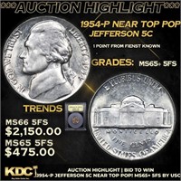 ***Auction Highlight*** 1954-p Jefferson Nickel Ne