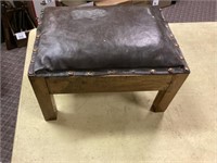 Primitive leather top foot stool