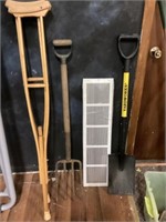 Yard tools, crutches, vent cover