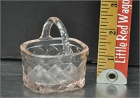 Miniature pink glass basket