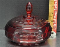 Vintage red glass covered dish