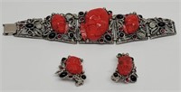 Vintage Selro Red Devil Noh Okina Mask Bracelet