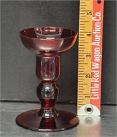 Vintage red glass candle stick holder