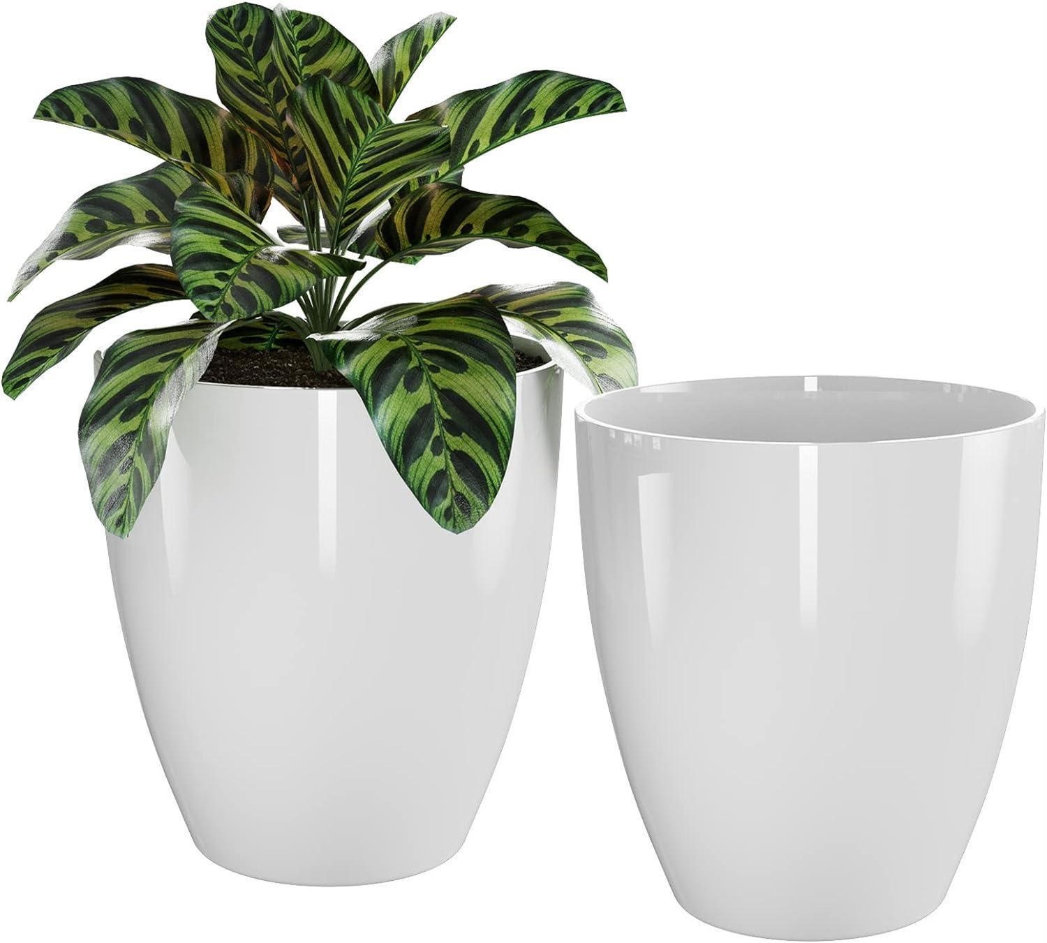 Set of 2 White 10 inch Plant Pots