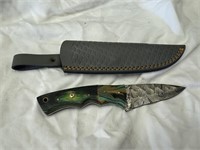 Damascus Steel Knife & Sheath