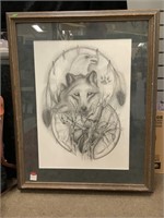 Wolf Eagle print framed to 26x21