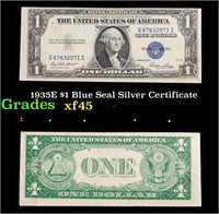 1935E $1 Blue Seal Silver Certificate Grades xf+