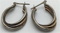 Italy Sterling Silver Two Tone Hoop Earrings