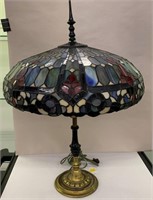 Leaded Glass Parlor Lamp With Almco Base