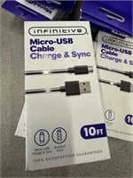 Lot of 10 Micro-USB Charging Cables (10 ft)