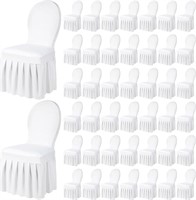 Oudain 10 Pcs Chair Slipcovers with Skirt, White