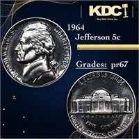 Proof 1964 Jefferson Nickel 5c Grades GEM++ Proof