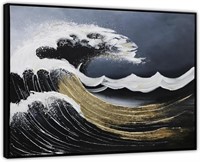 Black Sea Wave Painting Canvas 36""x29""