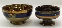 2 Copper Luster Footed Cups