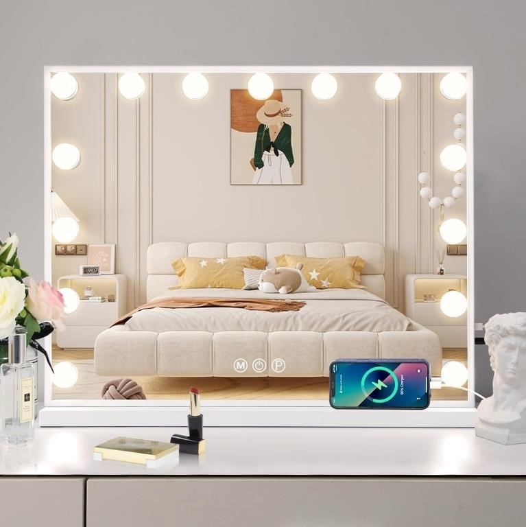 Vanity Mirror with Lights 15 LED Bulbs, 22"x18"