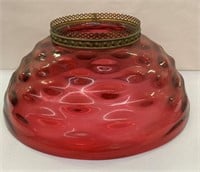 Cranberry Glass And Brass Lamp Shade