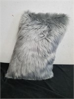 large Soft furry gray throw pillow
