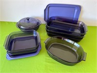 Three 3qt Purple Pyrex Baking Dishes, 8” Dish ++