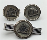 Sterling Silver Cuff Links & Clip