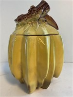 Vtg Banana Bunch Ceramic Cookie Jar 10x7in