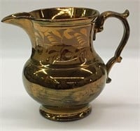 Copper Luster Pitcher With Brown Design