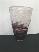 8x 4.5 x 11.5-in purple swirl art glass vase