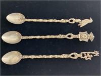 Vtg Italian Brass Iced Tea Spoons (3) 8in Long