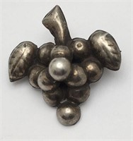 Sterling Silver Grapes Pin