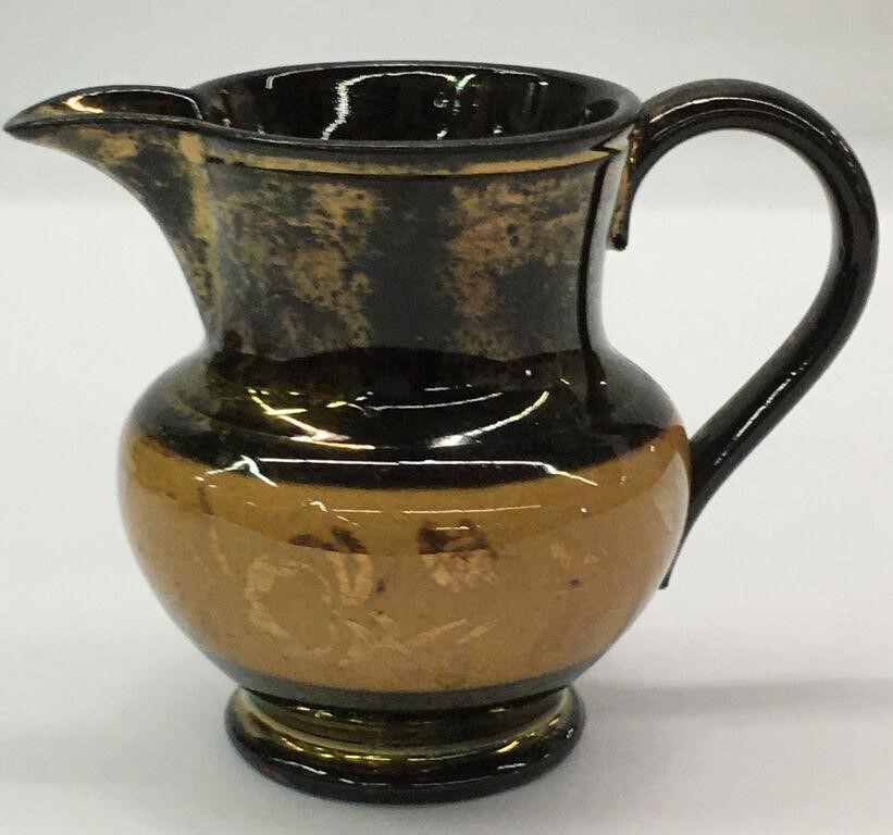 Copper Luster Creamer With Brown Floral Design