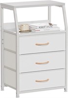 Furnulem White Nightstand with 3 Drawers