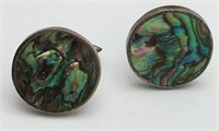 Mexico Sterling Silver Abalone Cuff Links
