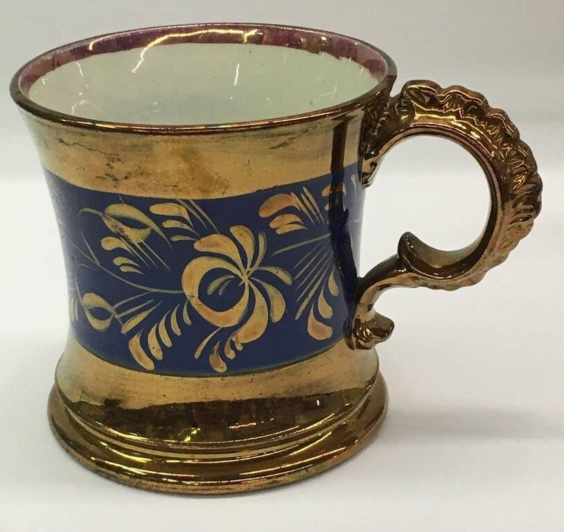 Copper Luster Oversized Mug With Blue Design