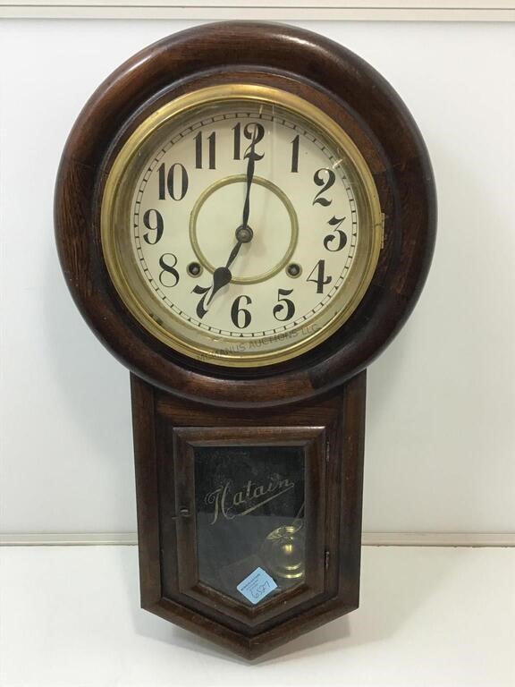 Vintage Wall Clock w/ Pendulum & Key
