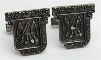 Sterling Silver Award Of Honor Cuff Links
