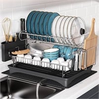 BOOSINY Large Dish Drying Rack with Drainboard