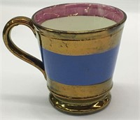 Copper Luster Cup With Blue Design