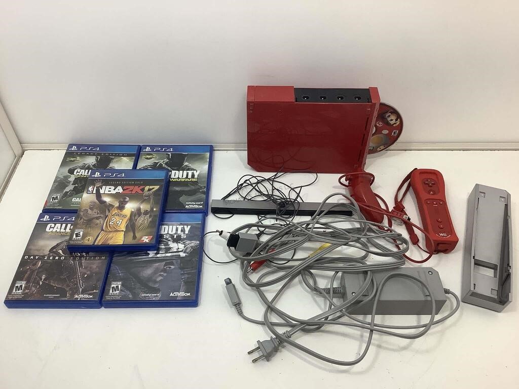 Wii W/ Controllers, Sensor, Power Cord and PS4