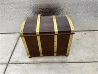 Vtg Wooden Trunk with Metal Removable Interior Box